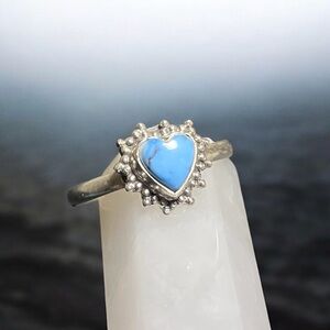 Genuine Golden Hills Turquoise Heart Ring, 8